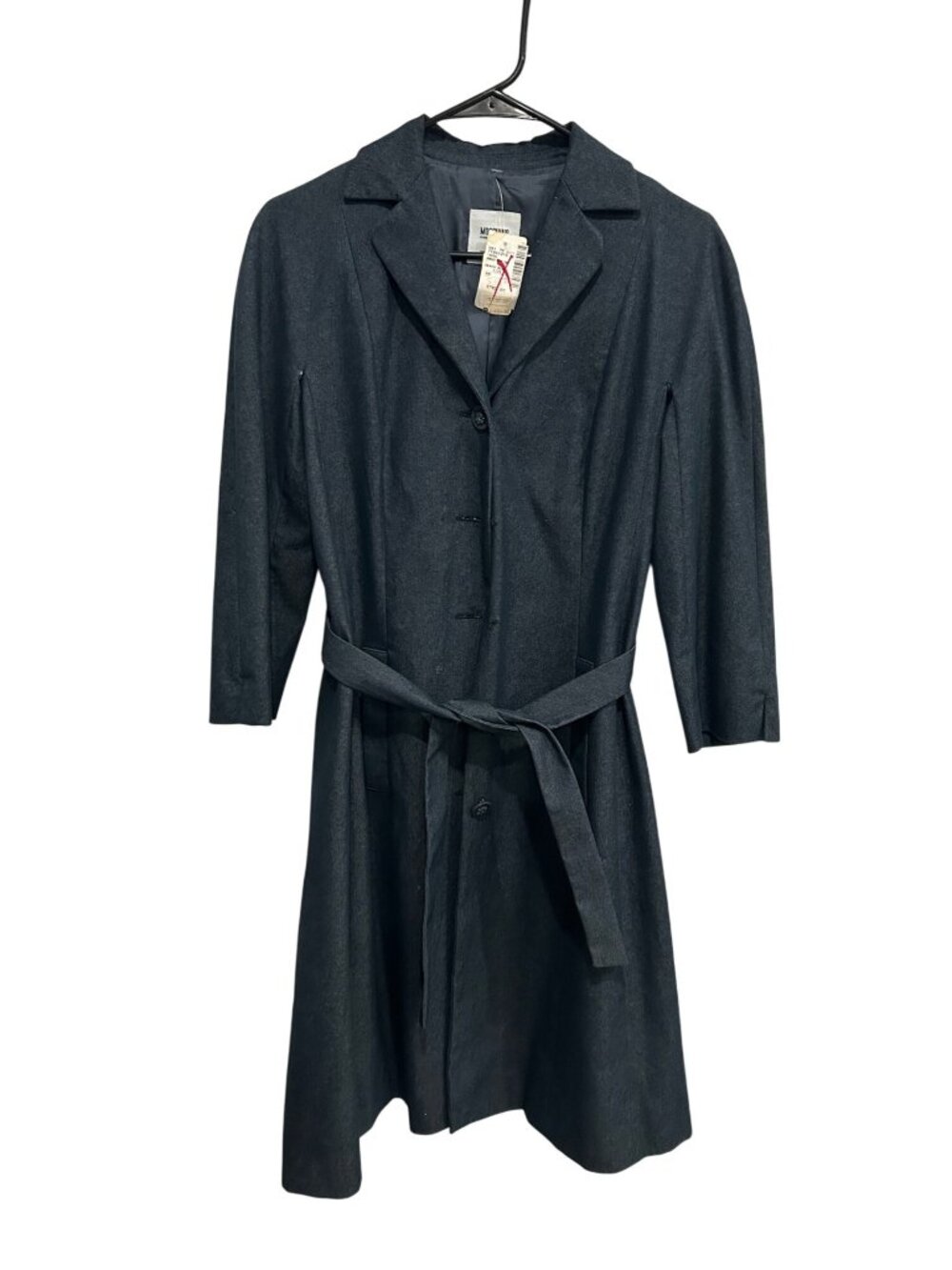 Moschino Cheap & Chic Denim Blue Belted Coat Size 10 Designer Tailored NWT